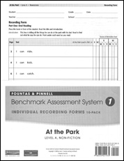 Recording Forms 10pack At the Park (System 1)