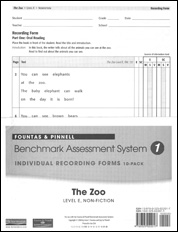 Recording Forms 10pack The Zoo (System 1)