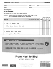 Recording Forms 10pack From Nest to Bird (System 1)