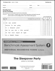 Recording Forms 10pack The Sleepover Party (System 1)