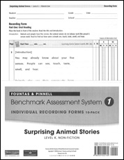 Recording Forms 10pack Surprising Animal Stories (System 1)