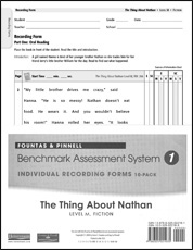 Recording Forms 10pack The Thing about Nathan (System 1)