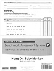 Recording Forms 10pack Hang On, Baby Monkey (System 2)