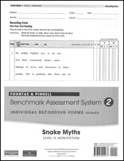 Recording Forms 10 pack Snake Myths (System 2)