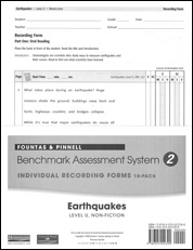 Recording Forms 10pack Earthquakes (System 2)