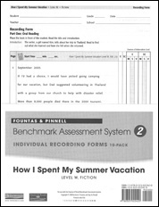 Recording Forms 10pack How I Spent My Summer Vacation (System 2)