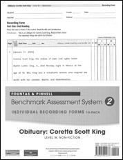 Recording Forms 10pack Obituary: Coretta Scott King (System 2)