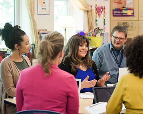 Teachers participating in professional development