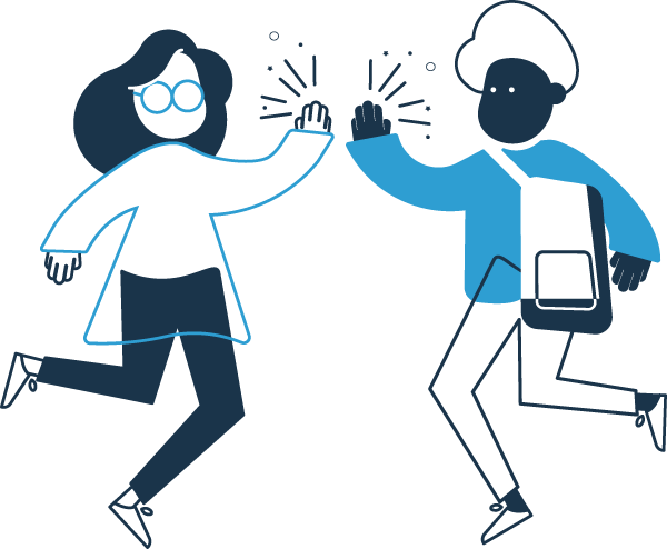 Two friends high-five.